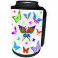 3dRose Alexis Design - Butterfly - Colorful butterflies of different shapes against the white background - Can Cooler Bottle Wrap (cc_275976)