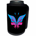 3dRose Alexis Design - Butterfly - Design of a blue and pink ornamental butterfly on black background - Can Cooler Bottle Wrap (cc_275977)