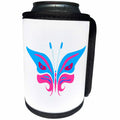 3dRose Alexis Design - Butterfly - Design of a blue and pink ornamental butterfly on white background - Can Cooler Bottle Wrap (cc_275978)