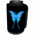 3dRose Alexis Design - Butterfly - Design of a swallow tail blue and pink decorated butterfly on black - Can Cooler Bottle Wrap (cc_275979)