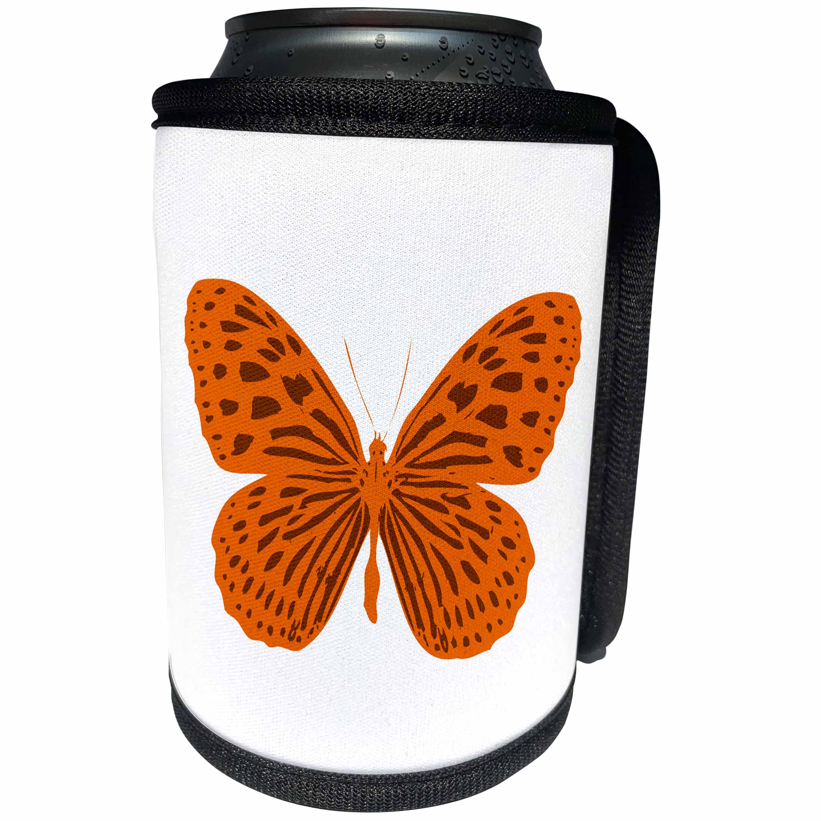 3dRose Alexis Design - Butterfly - Design of a brown an orange color butterfly on white background - Can Cooler Bottle Wrap (cc_275984)