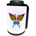 3dRose Can Cooler Bottle Wrap - Alexis Design - Butterfly - Red and Blue Ornamented Butterfly Design on White