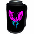 3dRose Can Cooler Bottle Wrap - Alexis Design - Butterfly - Ornamental Violet and Blue Butterfly Design on Black