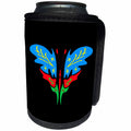 3dRose Alexis Design - Butterfly - Design of a colorful blue, red and green butterfly on black - Can Cooler Bottle Wrap (cc_275993)