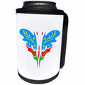 3dRose Alexis Design - Butterfly - Design of a colorful blue, red and green butterfly on white - Can Cooler Bottle Wrap (cc_275994)