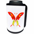 3dRose Alexis Design - Butterfly - Design of a red and yellow decorative butterfly on white - Can Cooler Bottle Wrap (cc_275996)