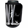 3dRose Alexis Design - American Cities - Elegant woman with a dog. Proud New Yorker. Stylish design on black - Can Cooler Bottle Wrap (cc_276005)