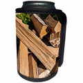 3dRose Alexis Photography - Objects - Pile of firewood lays on a grass in a backyard on a sunny day - Can Cooler Bottle Wrap (cc_276023)