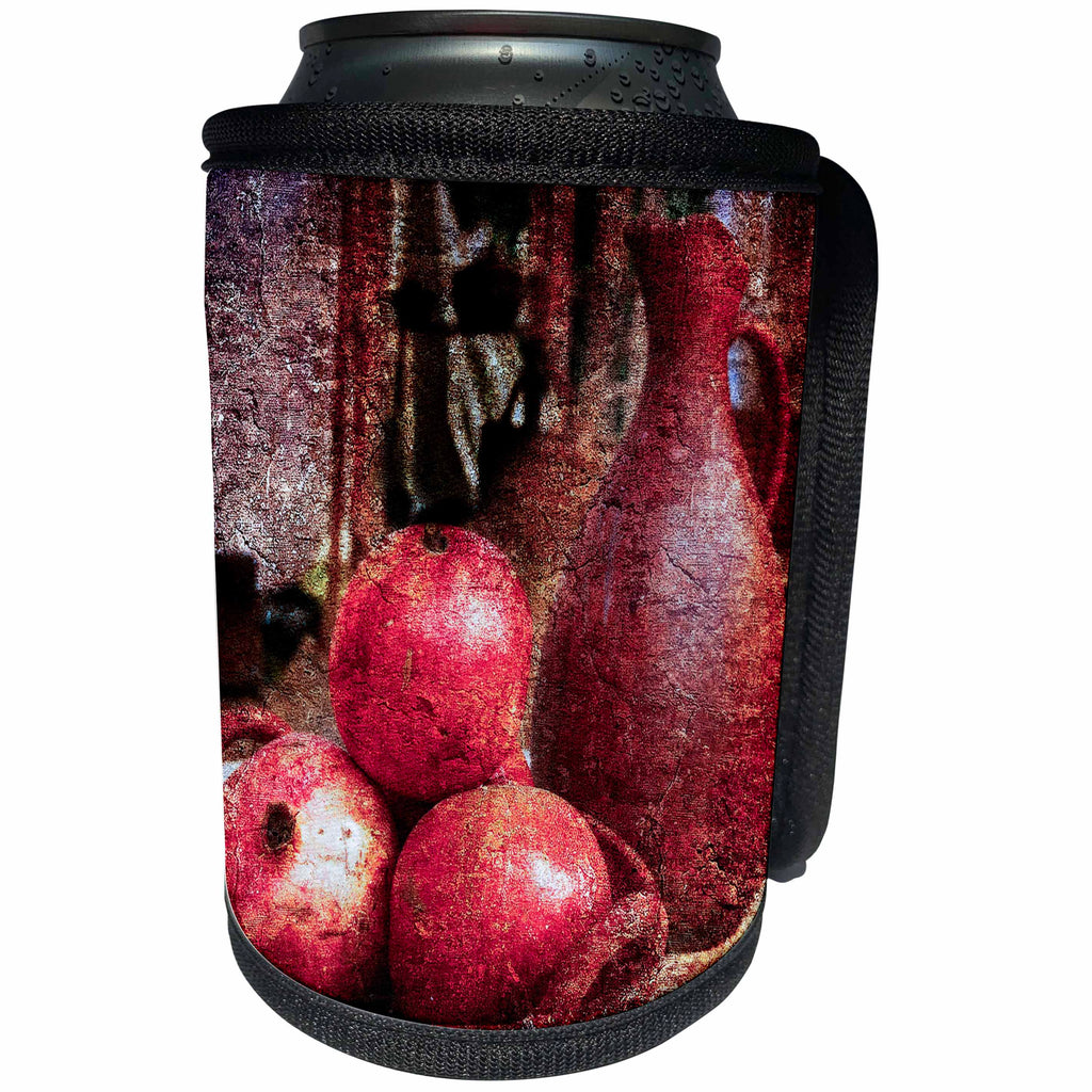 3dRose Alexis Photography - Still-Life - Still-life of an ancient pitcher and tree pomegranates on a plate - Can Cooler Bottle Wrap (cc_276025)