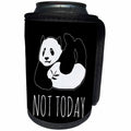 3dRose Alexis Design - Funny Panda - Funny panda bear lies its legs up. Text NOT TODAY on black background - Can Cooler Bottle Wrap (cc_276031)