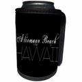 3dRose Alexis Design - American Beaches - American Beaches - Aliomanu Beach, Hawaii, white on black - Can Cooler Bottle Wrap (cc_276037)