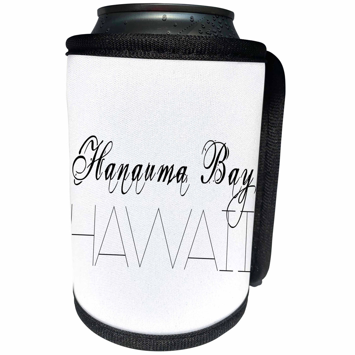 3dRose Alexis Design - American Beaches - American Beaches - Hanauma Bay, Hawaii, black on white - Can Cooler Bottle Wrap (cc_276038)