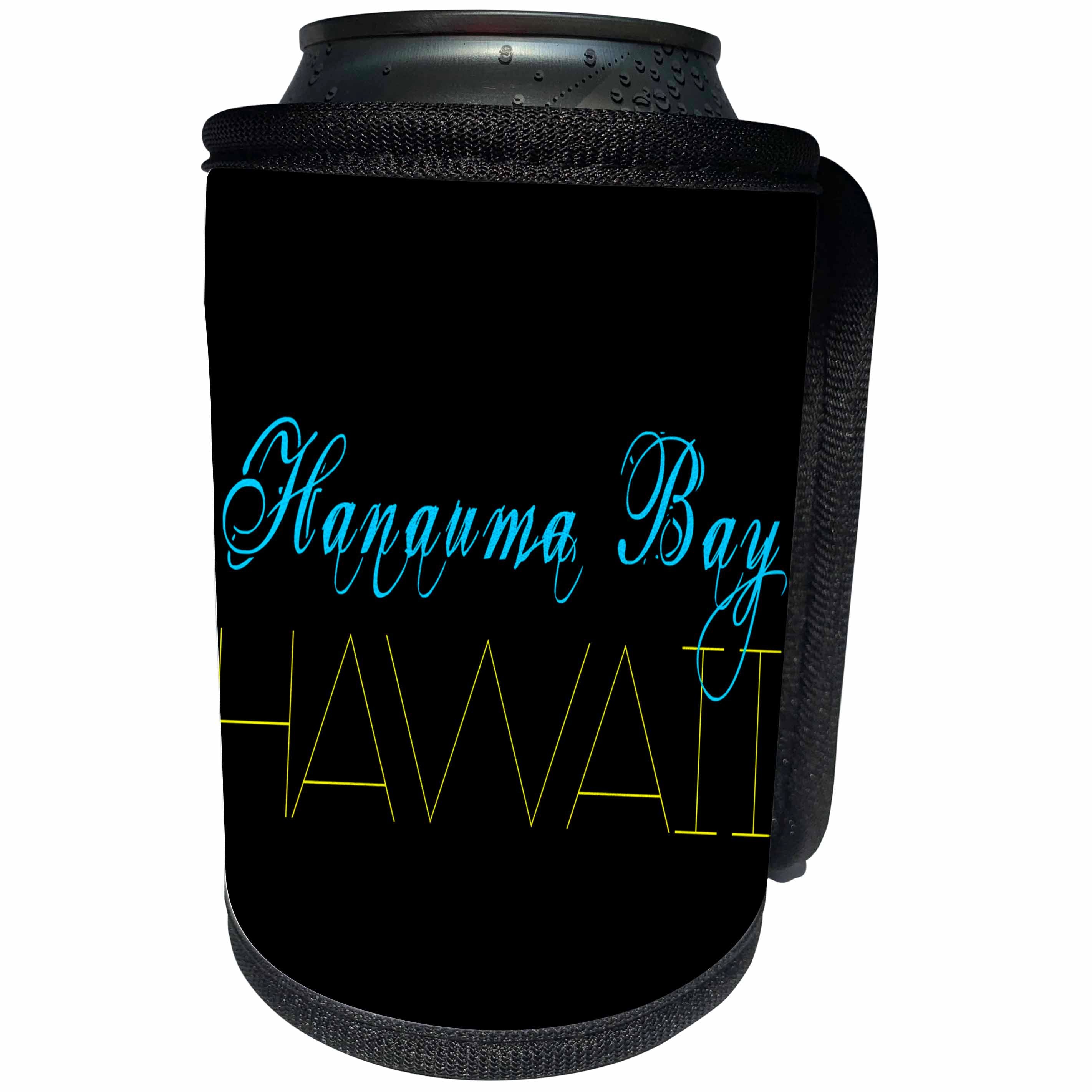 3dRose Alexis Design - American Beaches - American Beaches - Hanauma Bay, Hawaii, blue, yellow on black - Can Cooler Bottle Wrap (cc_276040)