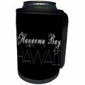 3dRose Alexis Design - American Beaches - American Beaches - Hanauma Bay, Hawaii, white on black - Can Cooler Bottle Wrap (cc_276041)