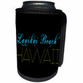 3dRose Alexis Design - American Beaches - American Beaches - Lanikai Beach, Hawaii, blue, yellow on black - Can Cooler Bottle Wrap (cc_276048)