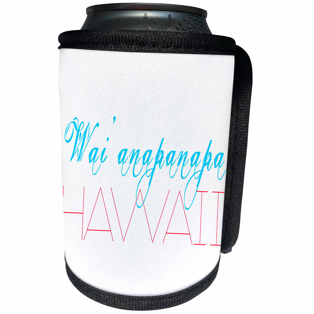 3dRose Alexis Design - American Beaches - American Beaches - Waianapanapa, Hawaii, blue, red on white - Can Cooler Bottle Wrap (cc_276051)