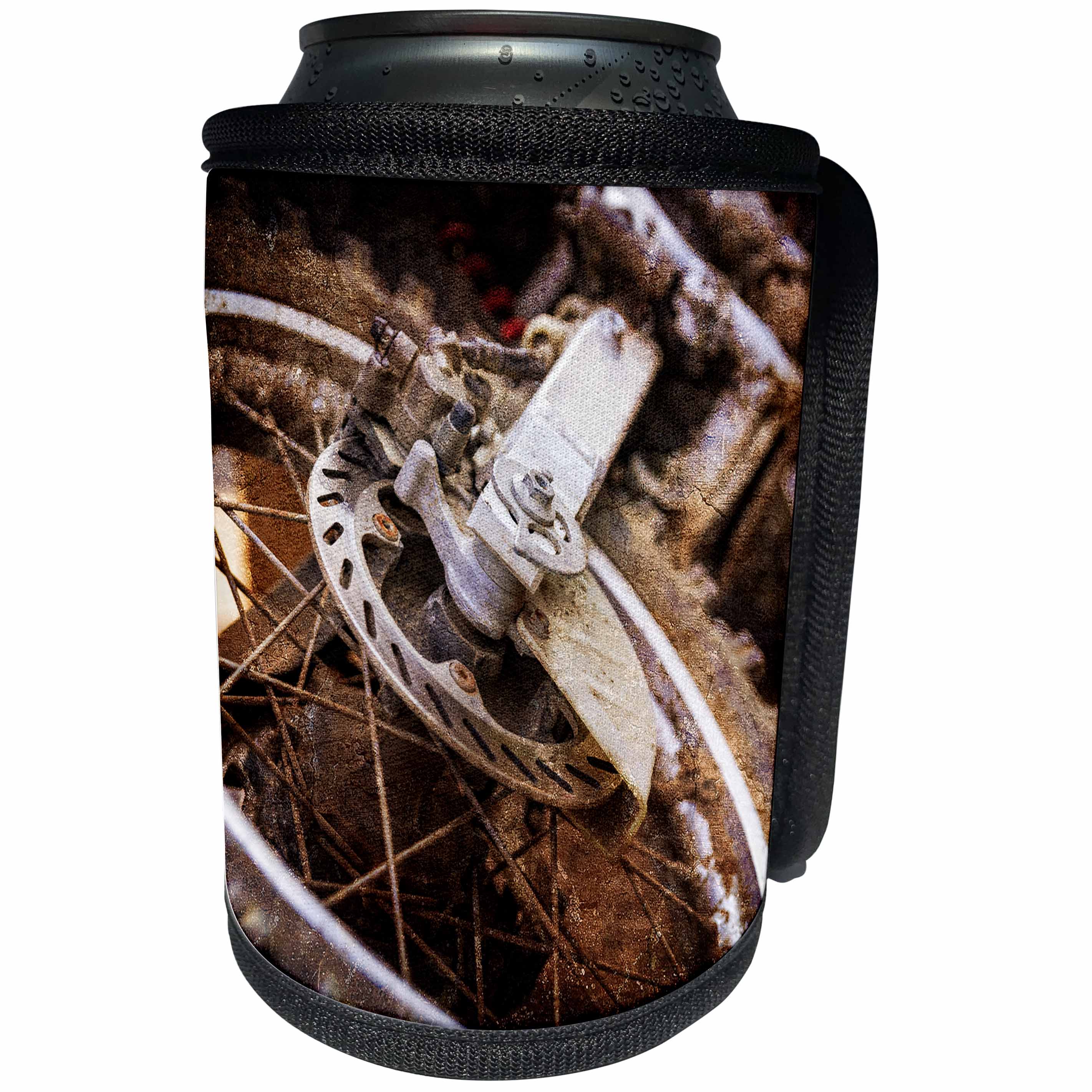 3dRose Alexis Photography - Transport Road - Detail of a rear wheel of a motocross race motorcycle - Can Cooler Bottle Wrap (cc_276070)