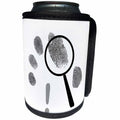 3dRose Alexis Design - Funny - Fingerprints, detective loupe or lens and an exclamation on white - Can Cooler Bottle Wrap (cc_276085)
