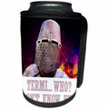 3dRose Alexis Design - Funny Knight - Medieval knight helmet and armor on white. Termi who - Can Cooler Bottle Wrap (cc_276092)