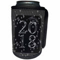 3dRose Beverly Turner Graduation Design - 2018 Graduation Cap, Stars on Graph Paper, Black and Silver - Can Cooler Bottle Wrap (cc_276098)