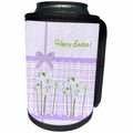 3dRose Beverly Turner Easter Design and Photography - Easter Lilies on Lavender Gingham and Pretty Bow, Happy Easter - Can Cooler Bottle Wrap (cc_276110)