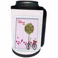 3dRose Beverly Turner Valentine Design - Little Dog, Basket, Bicycle, Flower Tree and Heart Flowers, Valentine - Can Cooler Bottle Wrap (cc_276113)