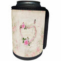 3dRose Beverly Turner Heart Design - Beautiful Vintage Heart of Lace, Flowers, and Ribbons, Pastel Pink - Can Cooler Bottle Wrap (cc_276120)