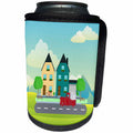 3dRose Beverly Turner Valentine Design - Red Pick up Truck of White Hearts Driving Homes - Can Cooler Bottle Wrap (cc_276126)