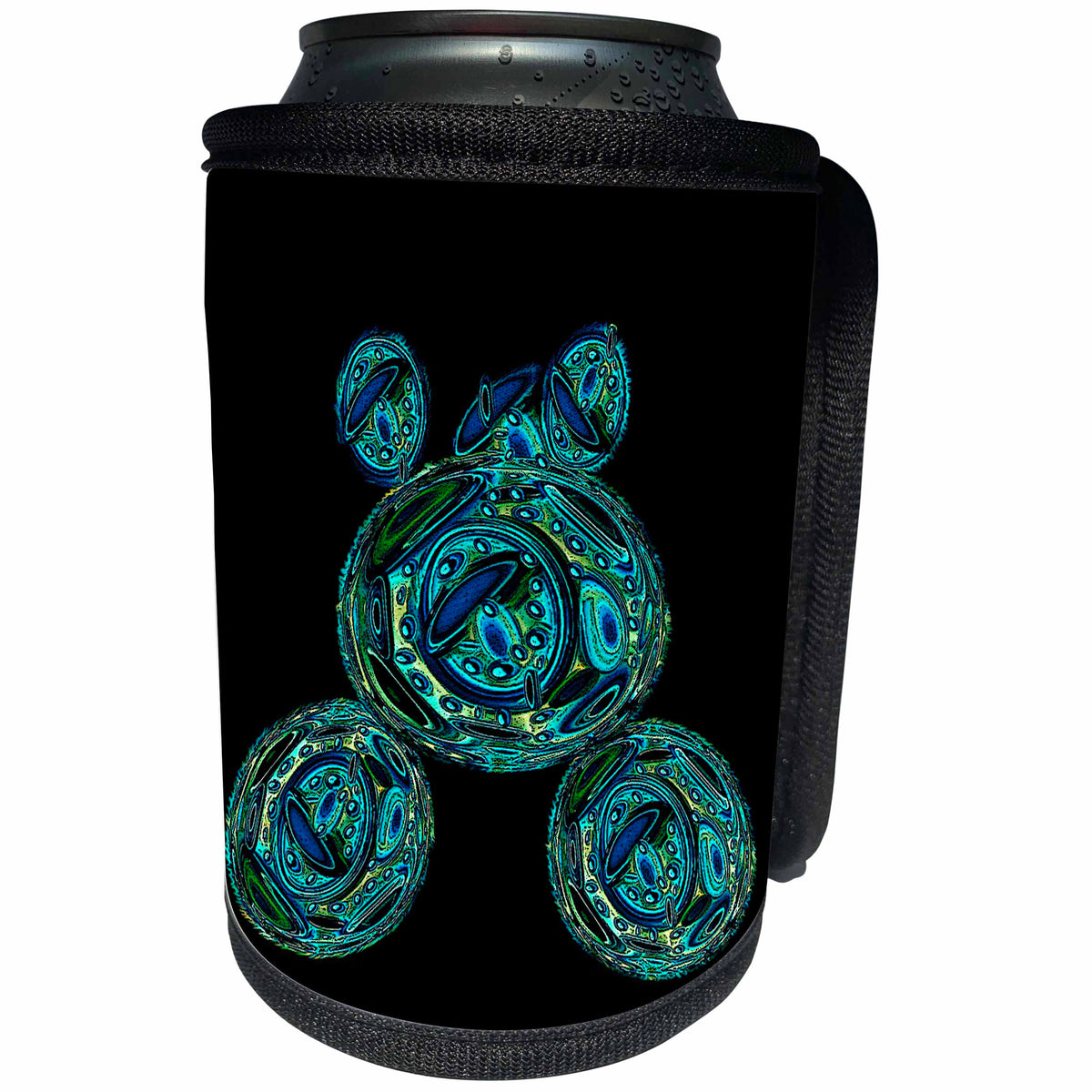 3dRose Jaclinart Steampunk Cogs Gears Wheels Space Retro Psychedelic Military Fantasy Spaceship - Steampunk military blue tank floating in space on black background - Can Cooler Bottle Wrap (cc_27614)