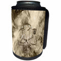 3dRose Beverly Turner Graduation Design - 2018 Metal Look Grad Ribbon, Diploma Leaning on the Number One, Sepia - Can Cooler Bottle Wrap (cc_276150)