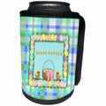 3dRose Beverly Turner Easter Design and Photography - Cute Chicks, Basket of Eggs, Eggs Frame, Plaid Design, Happy Easter - Can Cooler Bottle Wrap (cc_276172)