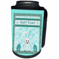 3dRose Beverly Turner Easter Design and Photography - Teal Green Bunny, Big Feet and Eggs, Flower Background, Happy Easter - Can Cooler Bottle Wrap (cc_276187)
