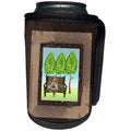 3dRose Beverly Turner Easter Design and Photography - Mother Rabbit Sitting on Bench Holding Baby Bunny, Wood Frame - Can Cooler Bottle Wrap (cc_276188)