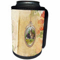 3dRose Beverly Turner Easter Design and Photography - Vintage Egg with Two Bunnies, Flower Background - Can Cooler Bottle Wrap (cc_276194)