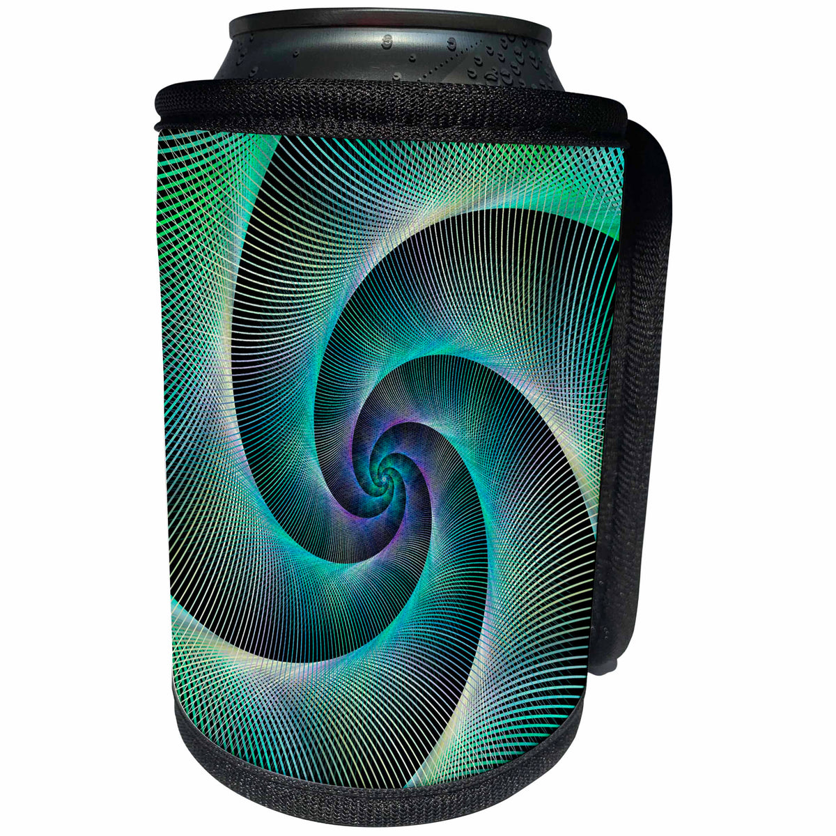 3dRose Andrea Haase Abstract - Abstract Spiral Graphic In Shades Of Blue And Green - Can Cooler Bottle Wrap (cc_276199)