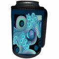 3dRose Jaclinart Abstract Surreal Shells Ocean Wave Beach Sea Island - Abstract blue sea foam waves and shells on blue background - Can Cooler Bottle Wrap (cc_27621)