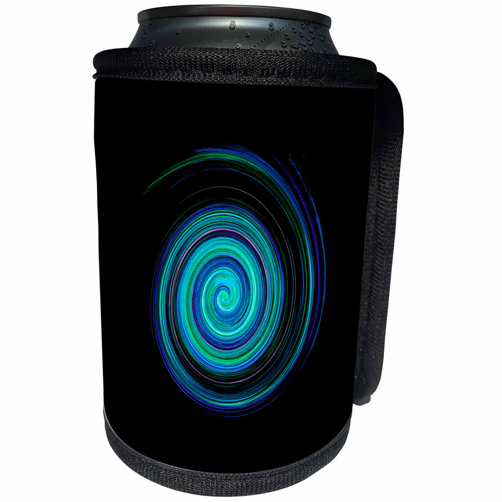 3dRose Andrea Haase Abstract - Abstract Spiral In Blue And Turquoise - Can Cooler Bottle Wrap (cc_276211)