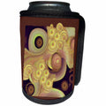 3dRose Jaclinart Abstract Surreal Shells Ocean Wave Beach Sea Island - Abstract gold and brown sea foam waves and shells on brown background - Can Cooler Bottle Wrap (cc_27622)