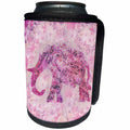 3dRose Andrea Haase Animals Illustration - Floral Elephant Illustration In Soft Pastel Pink And Purple - Can Cooler Bottle Wrap (cc_276223)