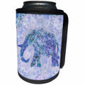 3dRose Andrea Haase Animals Illustration - Floral Elephant Illustration In Shades Of Blue And Purple - Can Cooler Bottle Wrap (cc_276225)