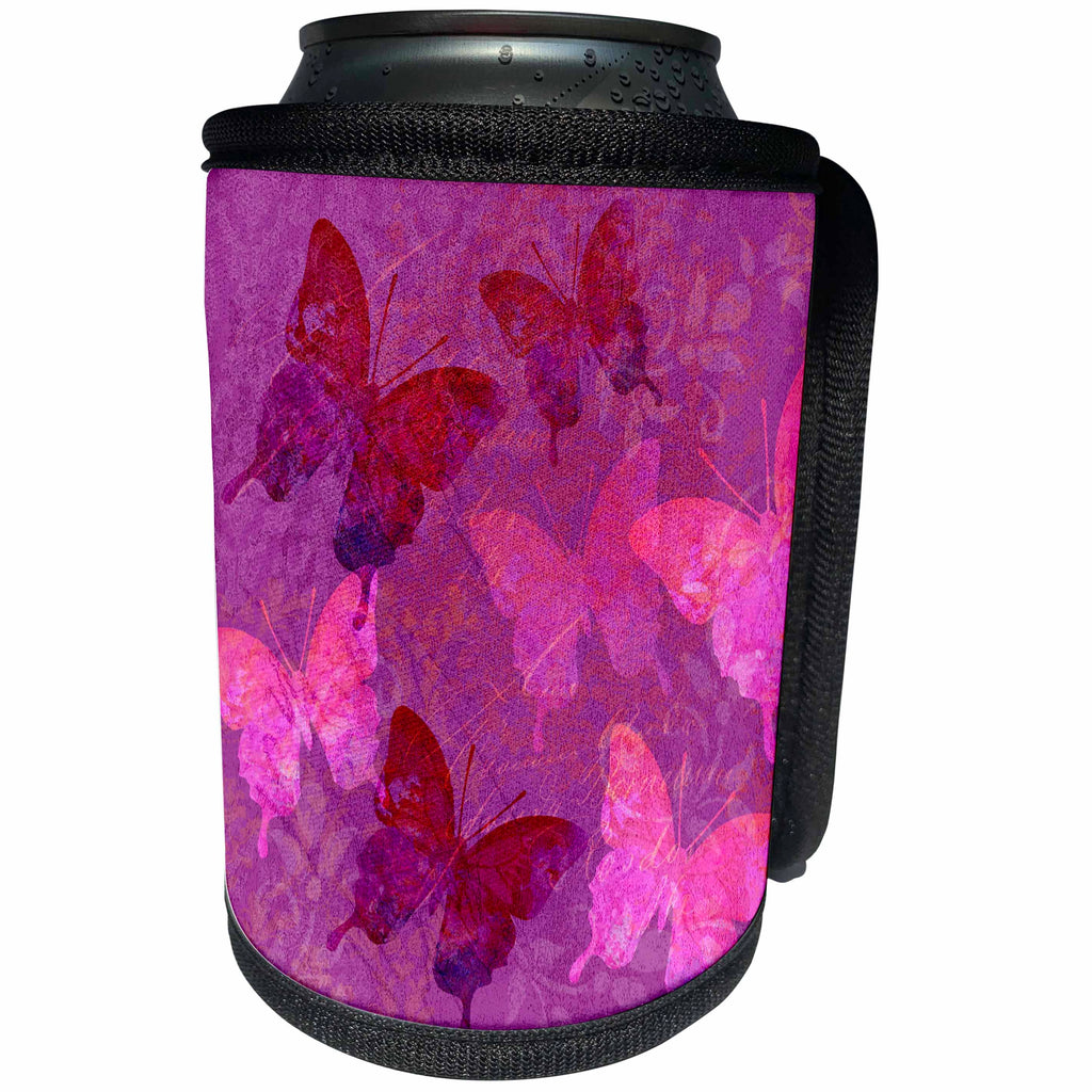 3dRose Andrea Haase Animals Illustration - Butterfly Illustration With Handwriting And Swirls - Can Cooler Bottle Wrap (cc_276226)