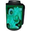 3dRose Jaclinart Abstract Surreal Shells Ocean Wave Beach Sea Island - Abstract blue and green sea foam waves and shells on green background - Can Cooler Bottle Wrap (cc_27623)