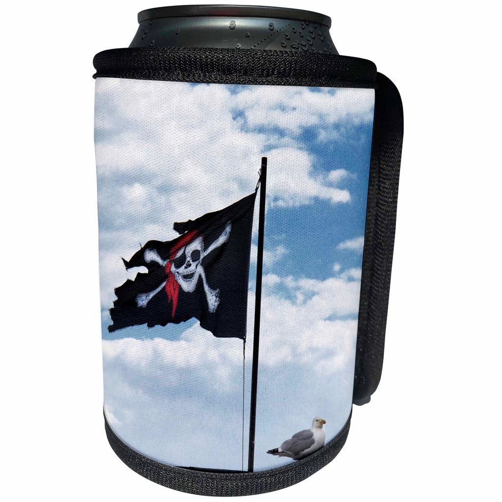 3dRose Andrea Haase Still Life Photography - Pirates Flag And Sea Gull Photography - Can Cooler Bottle Wrap (cc_276236)