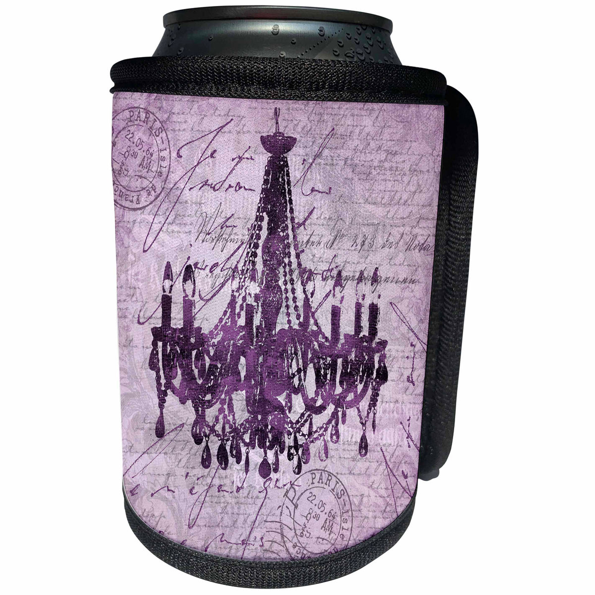 3dRose Andrea Haase Art Illustration - Nostalgic Chandelier Illustration In Pastel Faded Pink - Can Cooler Bottle Wrap (cc_276282)
