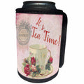 3dRose Andrea Haase Art Illustration - Nostalgic Illustration It is Teatime With Vintage Tea Cup - Can Cooler Bottle Wrap (cc_276298)