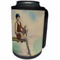 3dRose Andrea Haase Art Illustration - Vintage Lady In Old Fashioned Swim Suit - Can Cooler Bottle Wrap (cc_276299)