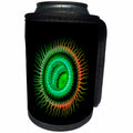 3dRose Jaclinart Surreal Eye Snake Fiery Fire Psychedelic Airbrush Trippy - Surreal green and orange fiery sci fi eye on black background - Can Cooler Bottle Wrap (cc_27630)