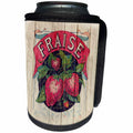 3dRose Andrea Haase Art Illustration - Old Strawberry Advertising On Weathered Wood - Can Cooler Bottle Wrap (cc_276304)