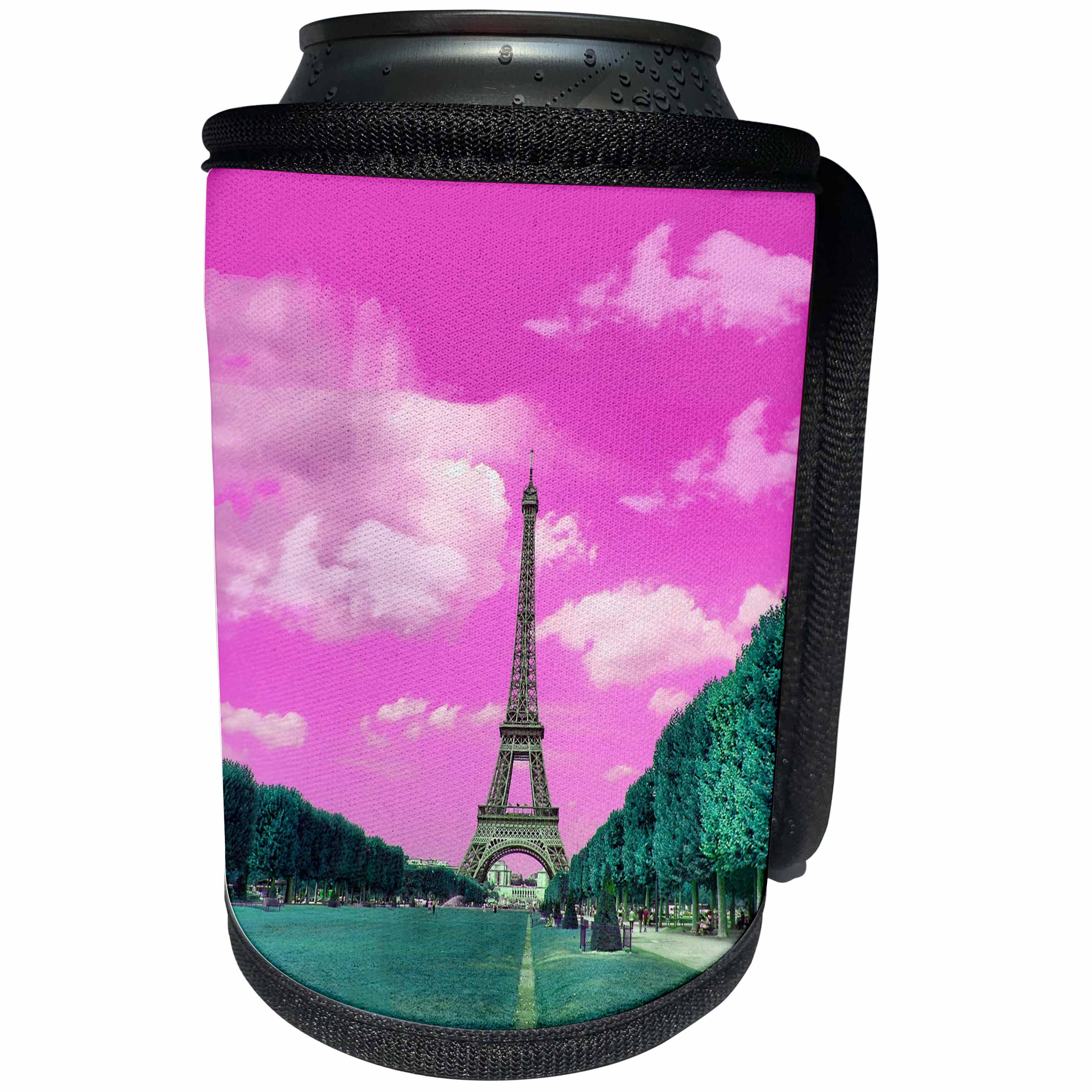 3dRose Andrea Haase Mixed Media Art - Surreal Digital Art Of Eiffel Tower In Paris - Can Cooler Bottle Wrap (cc_276315)