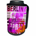 3dRose Andrea Haase Art Illustration - Pink Berlin Typography With Brandenburg Gate - Can Cooler Bottle Wrap (cc_276316)